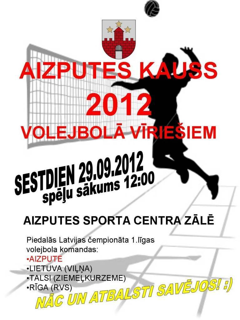 Notiks volejbola sacensības "Aizputes kauss 2012"