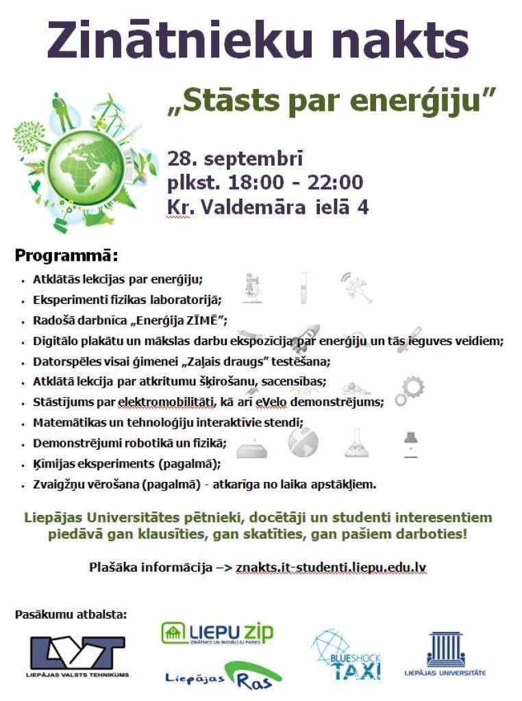Liepājas Universitātē notiks Zinātnieku nakts