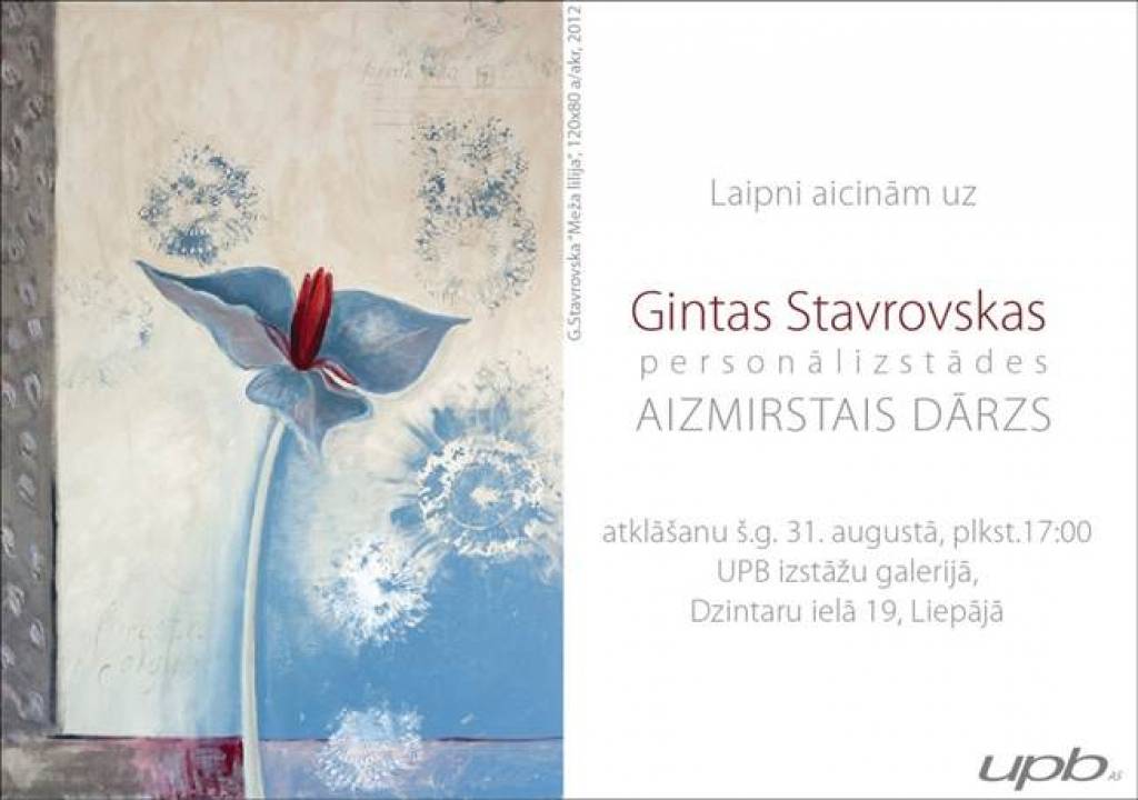 Piektdien atklās Gintas Stavrovskas personālizstādi "Aizmirstais dārzs"