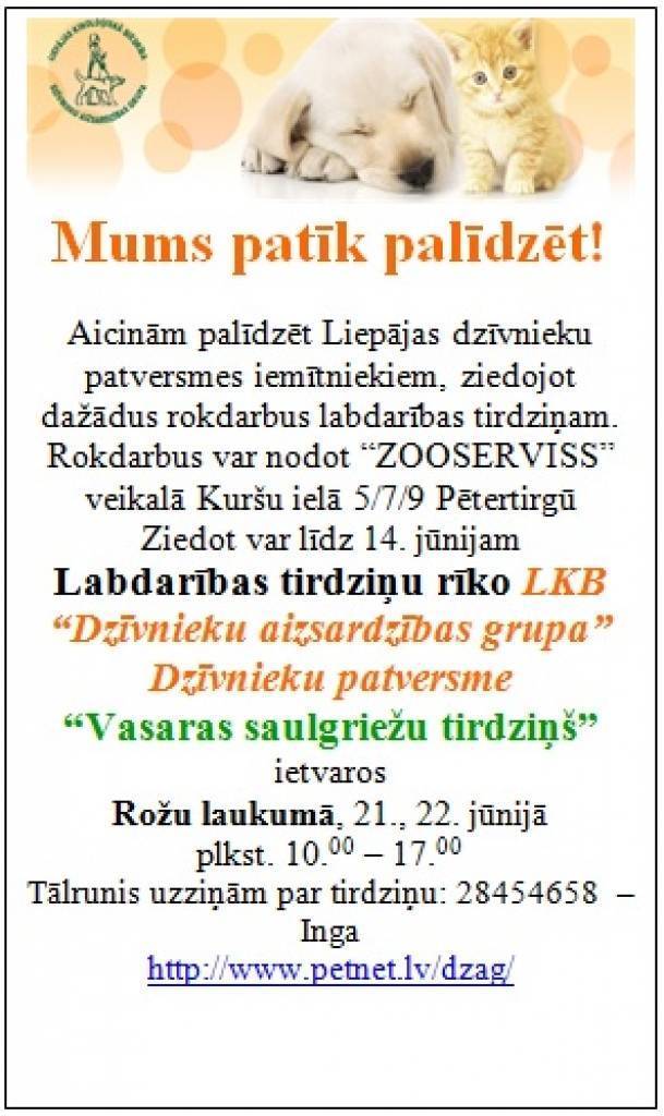 Aicina ziedot rokdarbus labdarības tirdziņam