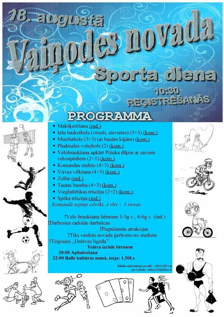 Vaiņodē būs sporta diena