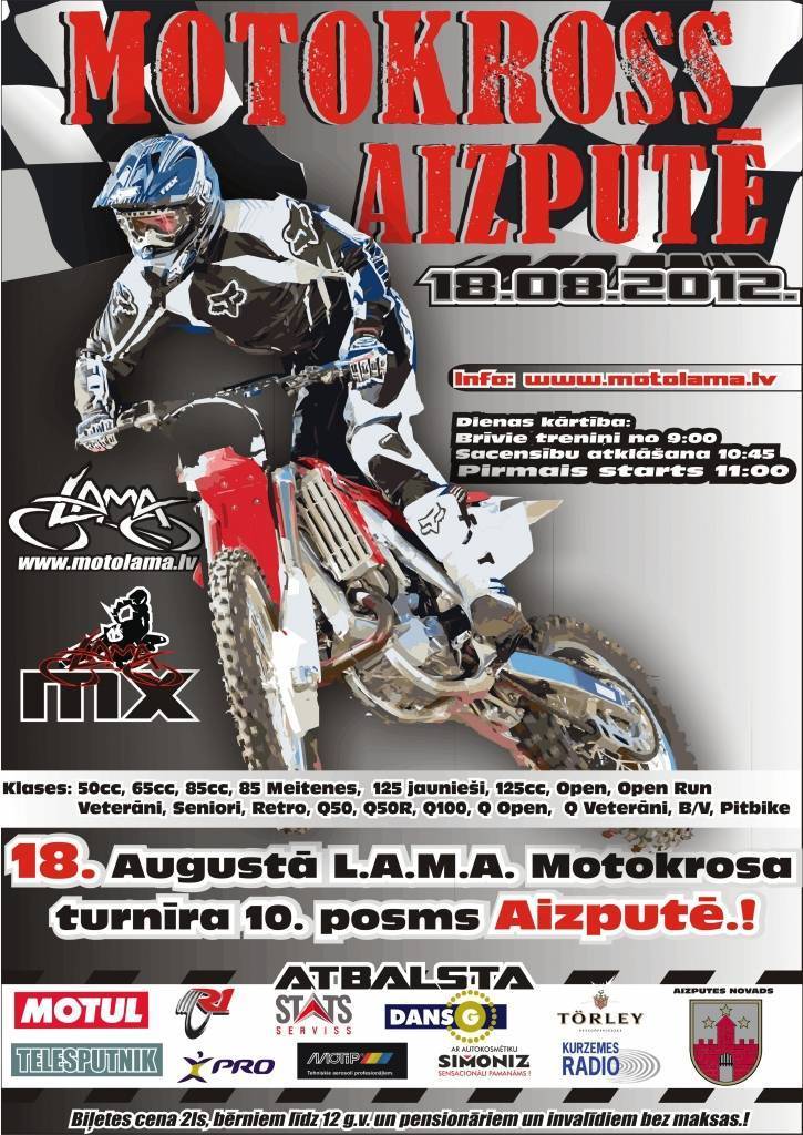 Aizputē būs "L.A.M.A." motokrosa turnīra desmitais posms