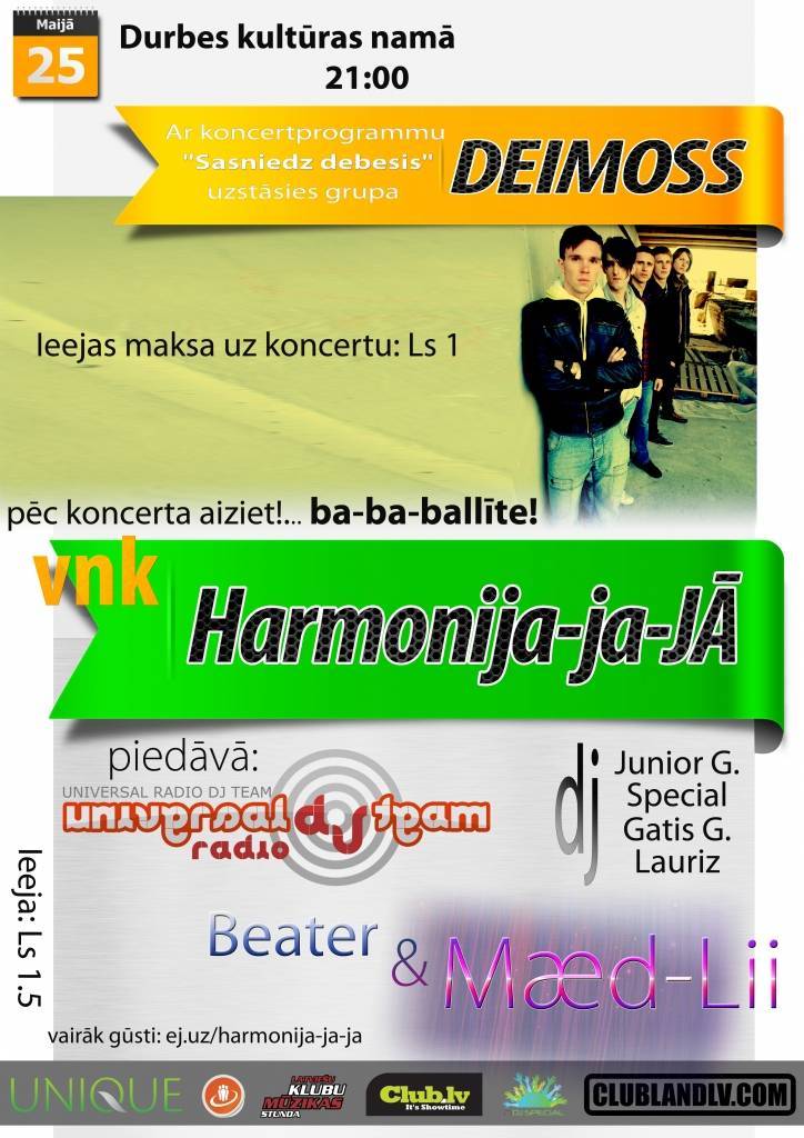 Durbē spēlēs grupa "Deimoss", būs ballīte