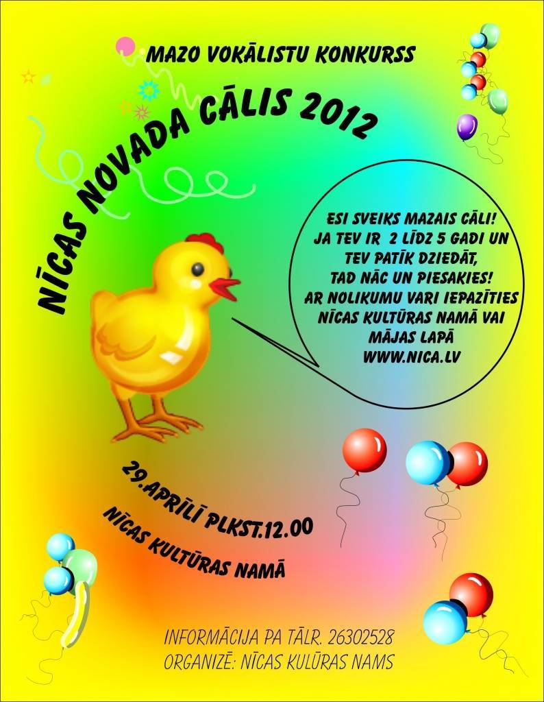 Notiks mazo vokālistu konkurss "Nīcas novada Cālis 2012"
