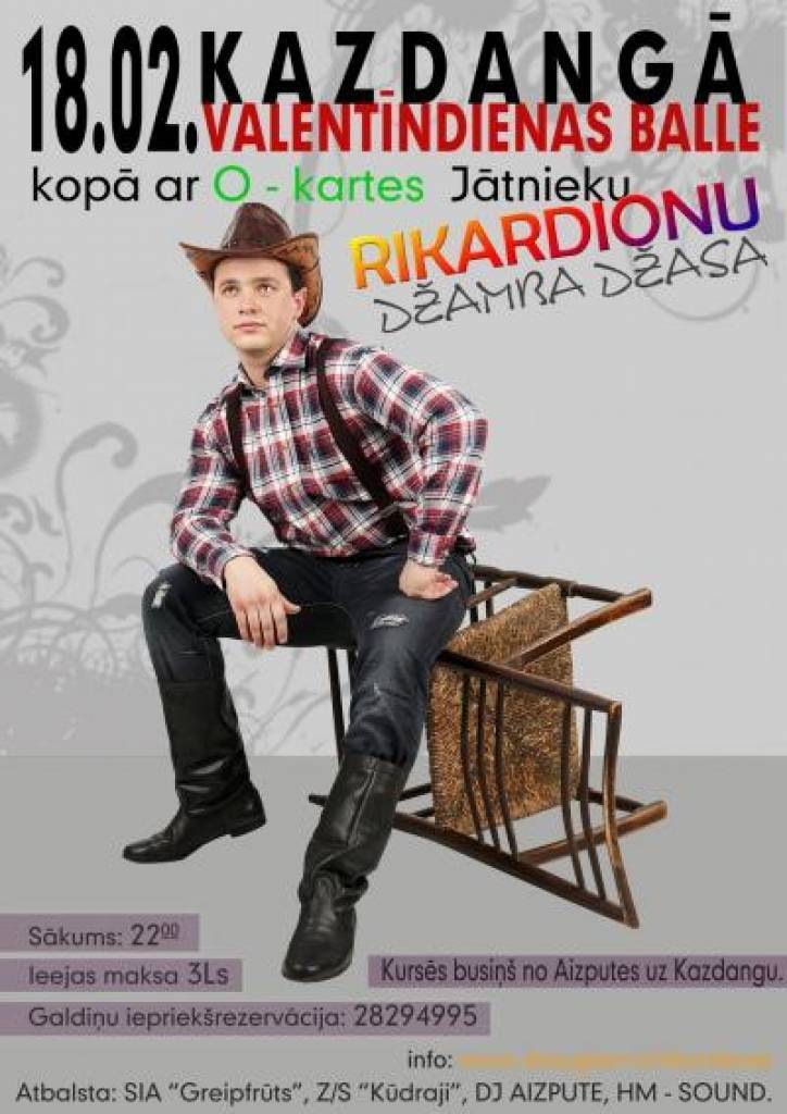 Kazdangā būs Valentīndienas balle kopā ar Rikardionu