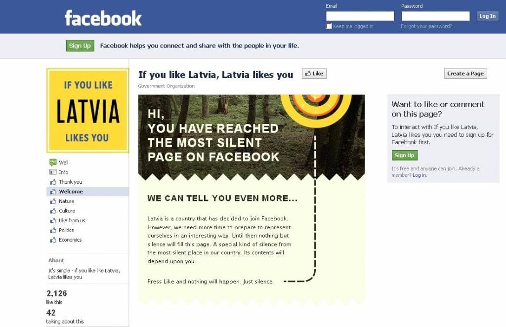 Atklās Latvijas "Facebook" lapu
