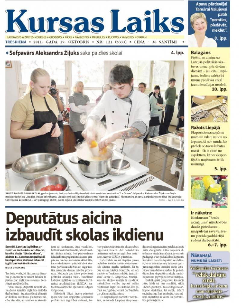 19. oktobra "Kursas Laikā": Restorāna "Le Dome" šefpavāra Žiļuka pirmais ēdiens bija plānās pankūkas
