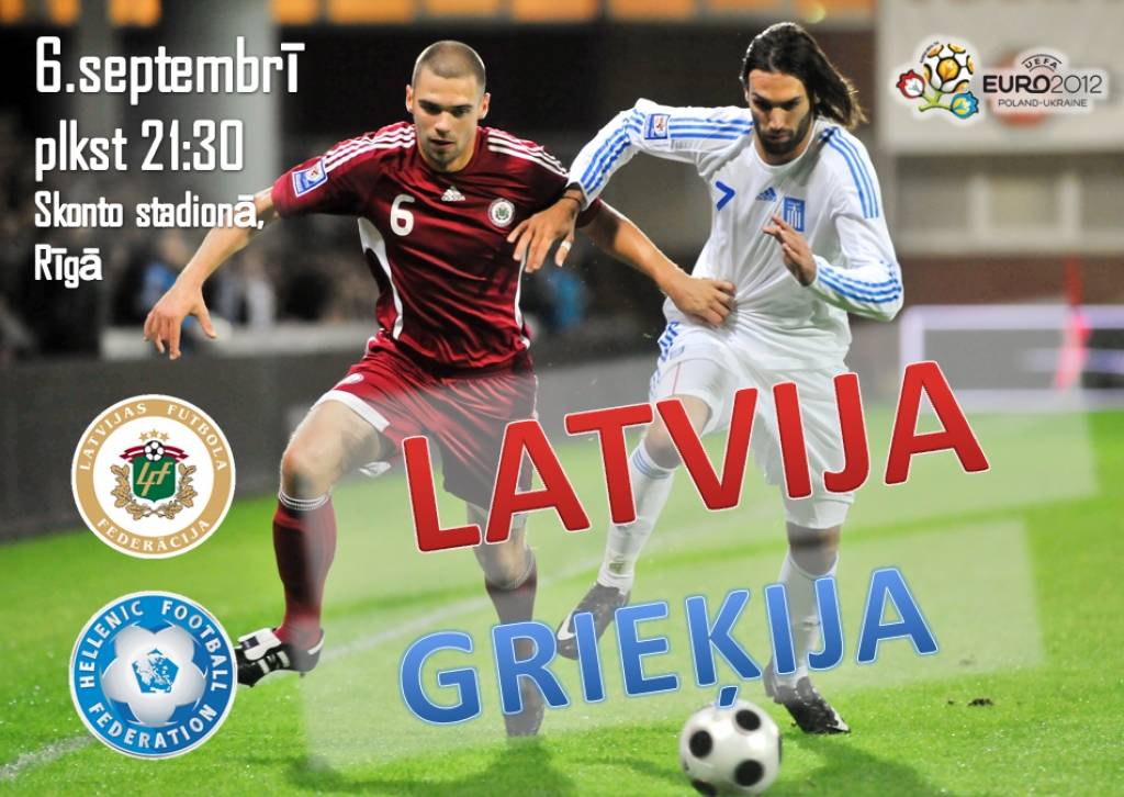 Latvijas futbola valstsvienība aizvadīs EČ kvalifikācijas spēli pret grupas līderi Grieķiju