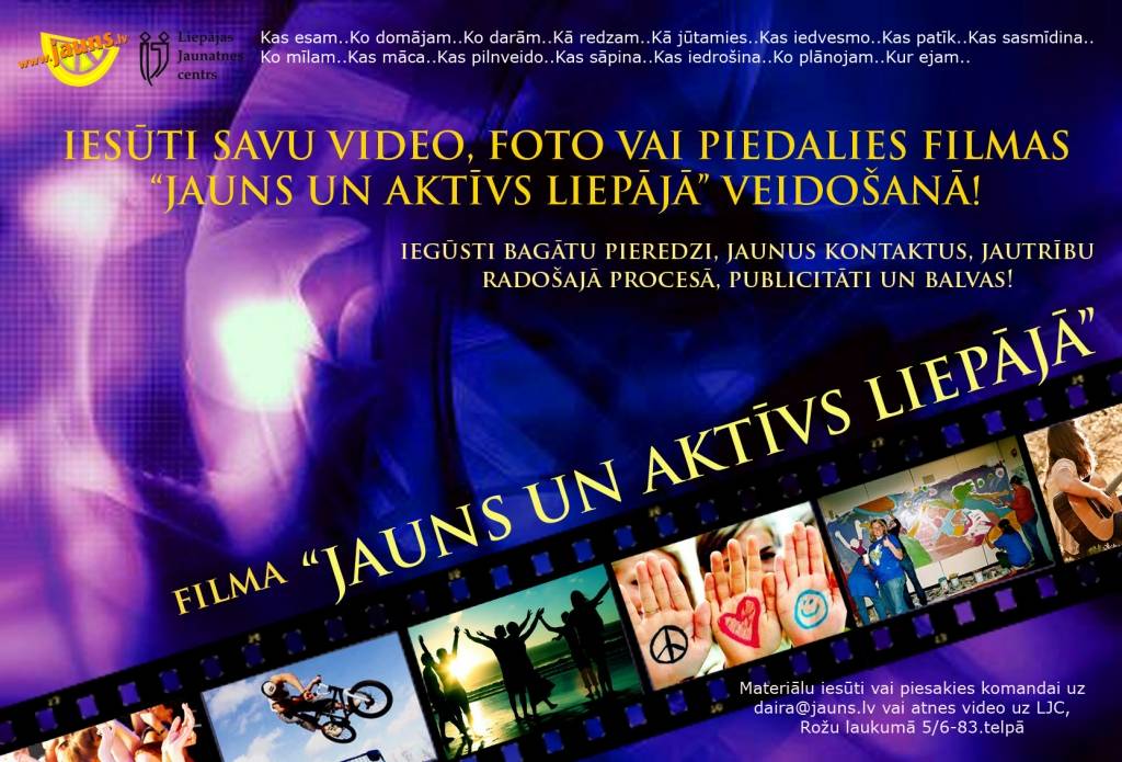 Aicina piedalīties filmas "Jauns un aktīvs Liepājā" veidošanā