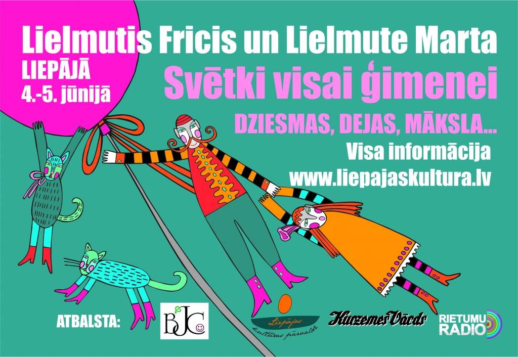 Jūnija sākumā Liepājā aicina uz ģimenes svētkiem "Lielmutis Fricis un Lielmute Marta"