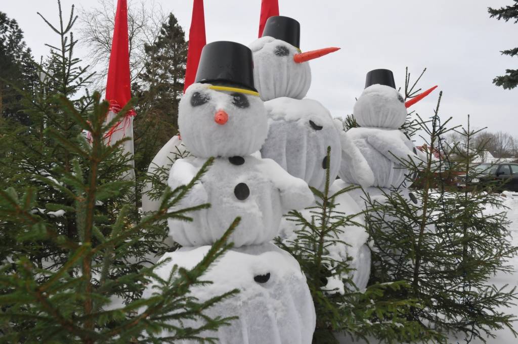 Grobiņas novadā svētku noskaņu rada sniegavīri 