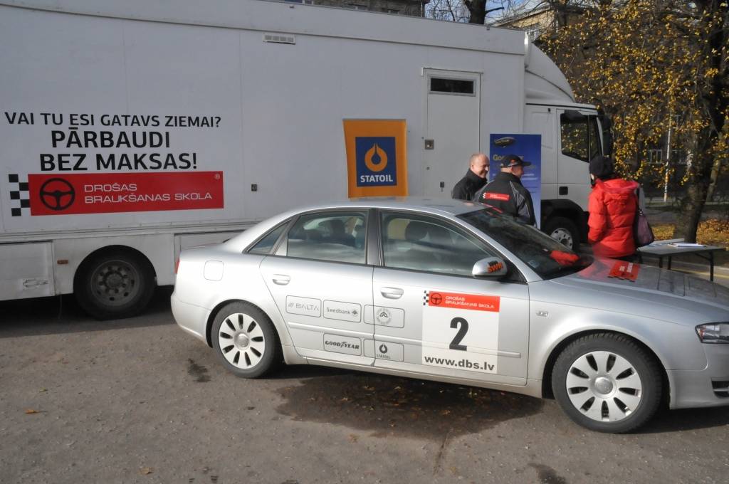 FOTO: Pārbauda autovadītāju reakciju stresa situācijās