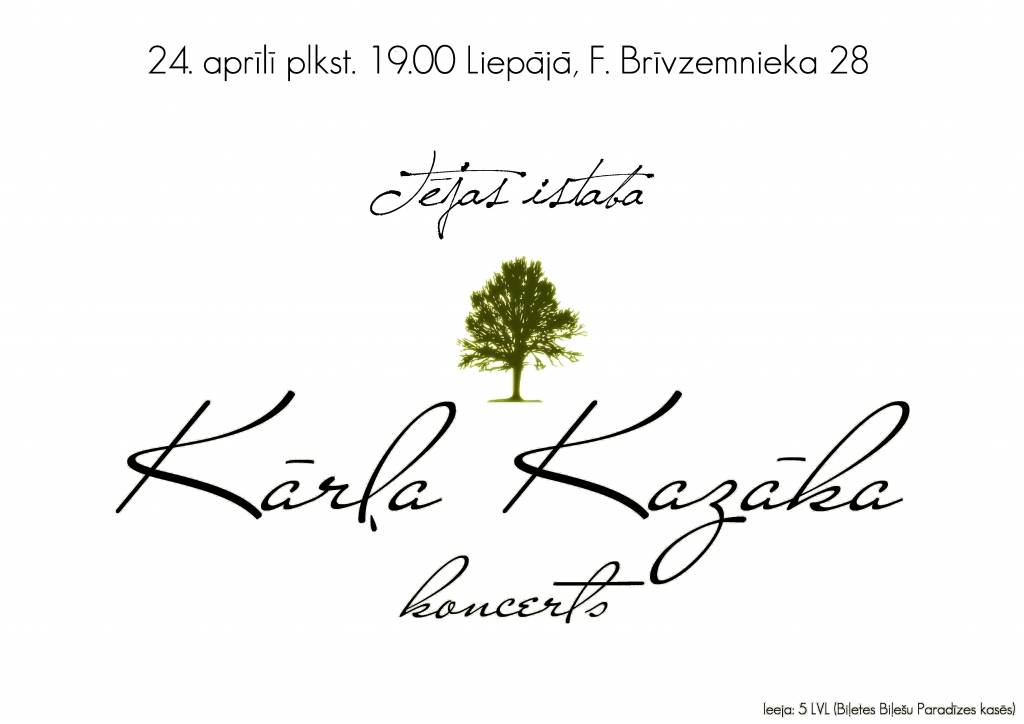 Dziesminieks Kārlis Kazāks koncertēs Liepājā