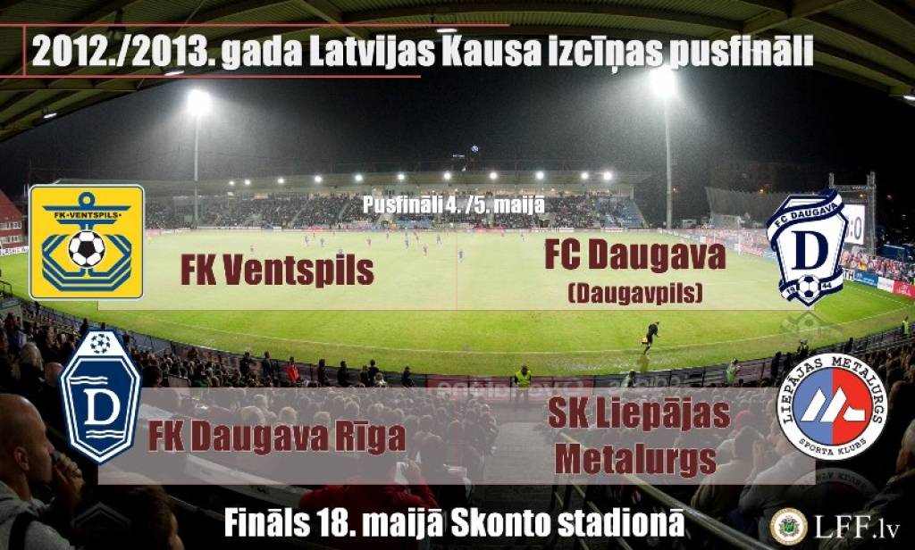 Latvijas kausa izcīņas pusfinālā "Metalurgs" spēlēs ar Rīgas "Daugavu"