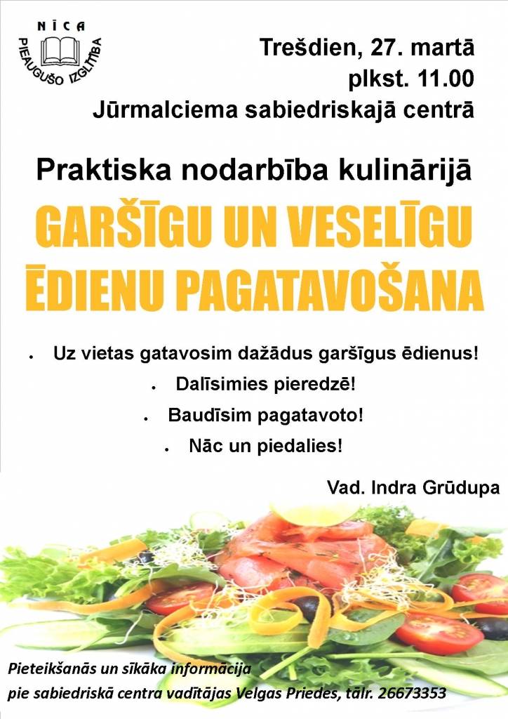 Jūrmalciemā mācīsies veselīgi un gardi paēst