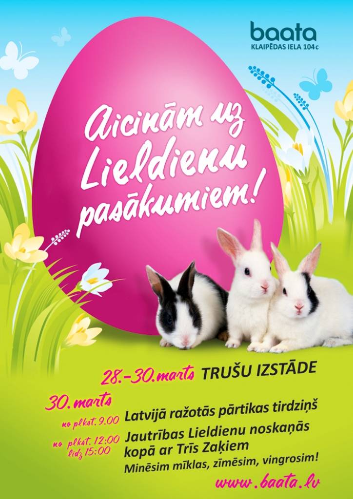 TC "baata" notiks Lieldienu pasākumi visai ģimenei