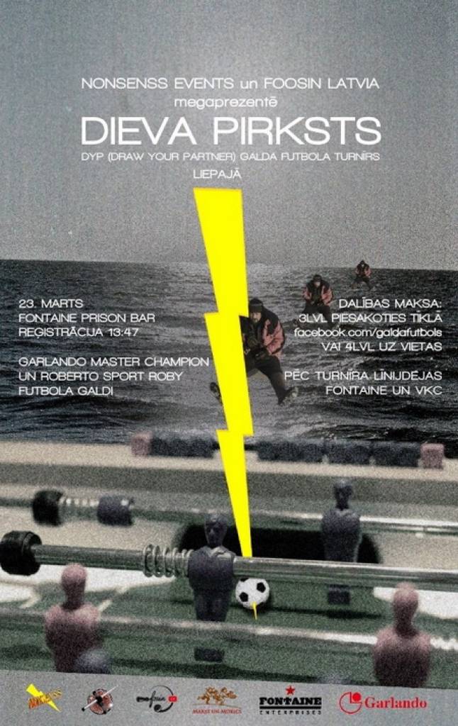 Liepājā būs galda futbola turnīrs "Dieva pirksts"