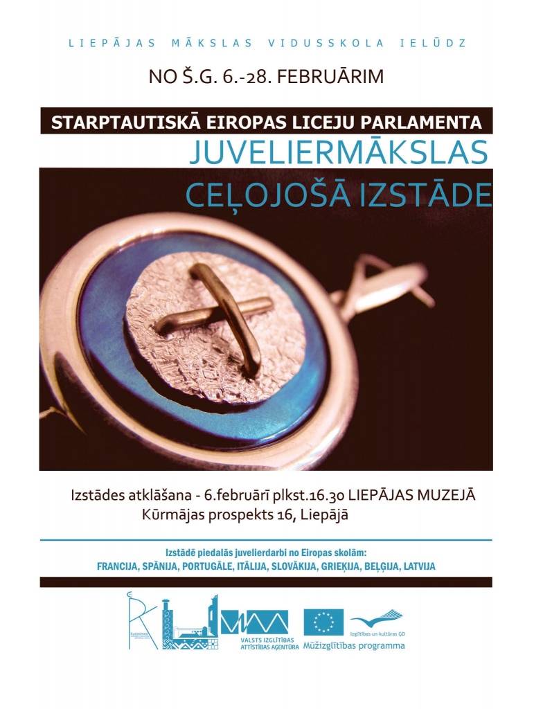 Aicina uz starptautisku Eiropas Liceju Parlamenta ceļojošo juveliermākslas izstādi