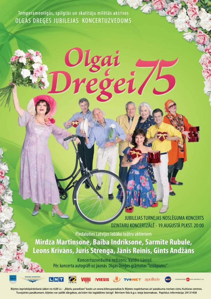 Liepājā būs Olgas Dreģes 75 gadu jubilejas koncertuzvedums