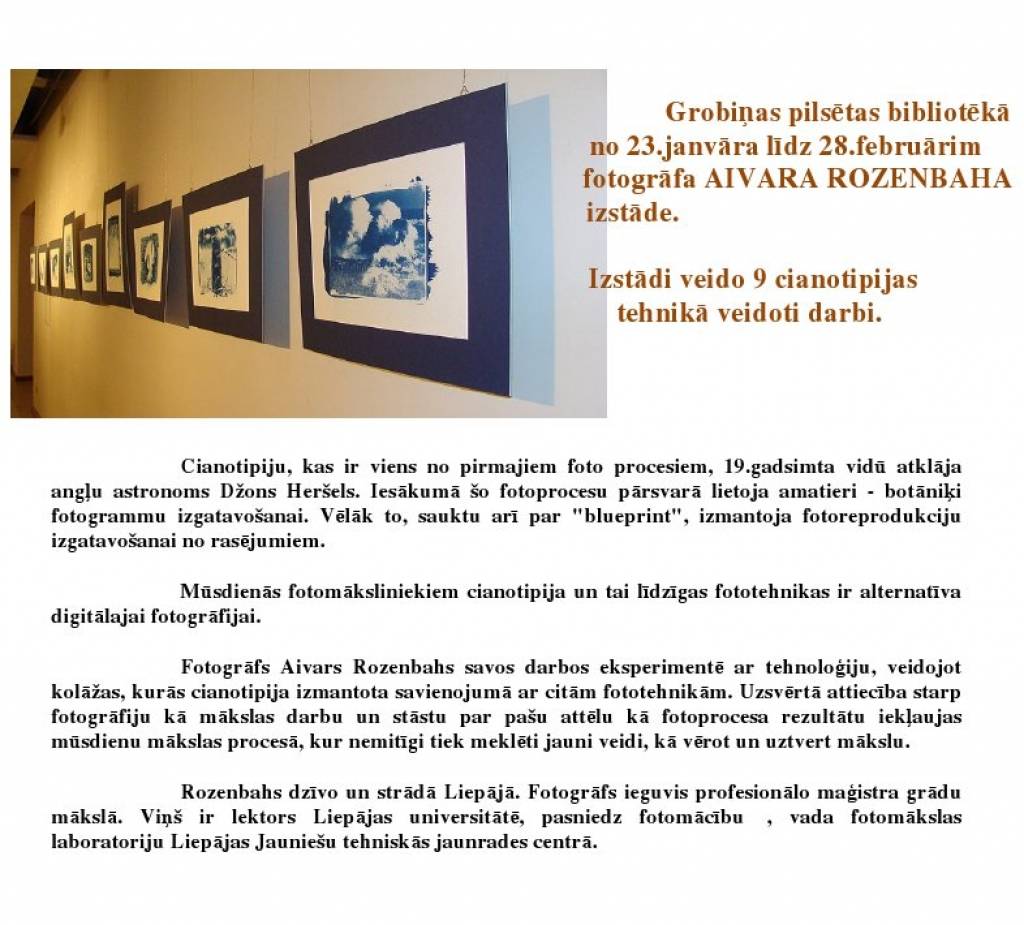 Grobiņā skatāma Aivara Rozenbaha darbu izstāde