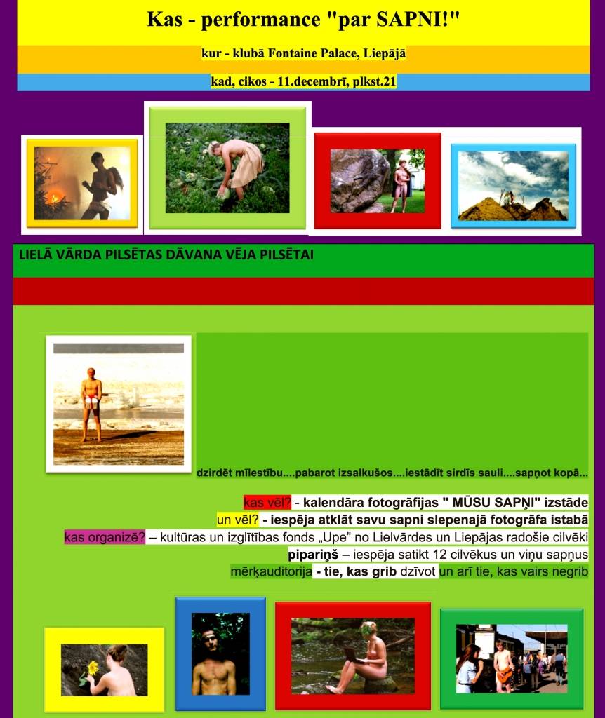 Liepājā būs miniatūras izrāde "Par sapni"