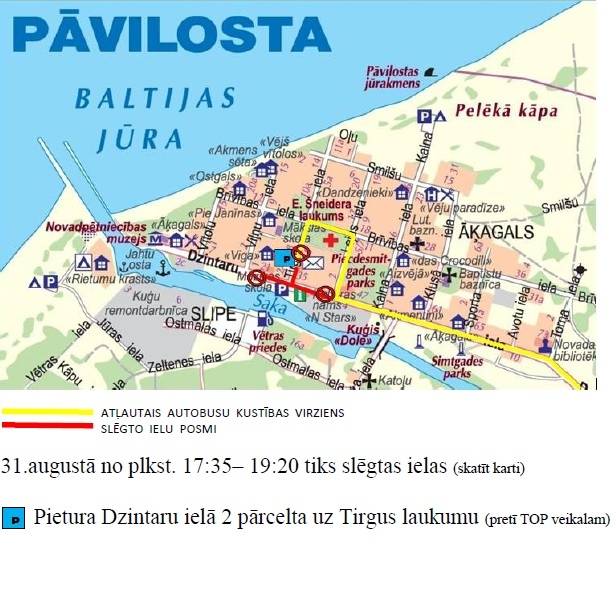 Pāvilostā slēgs ielas un pārcels autobusa pieturu