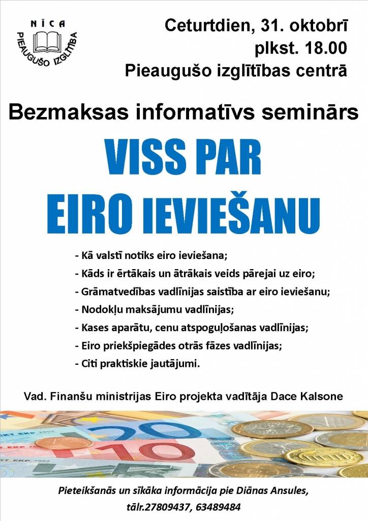 Nīcā informēs par eiro ieviešanu