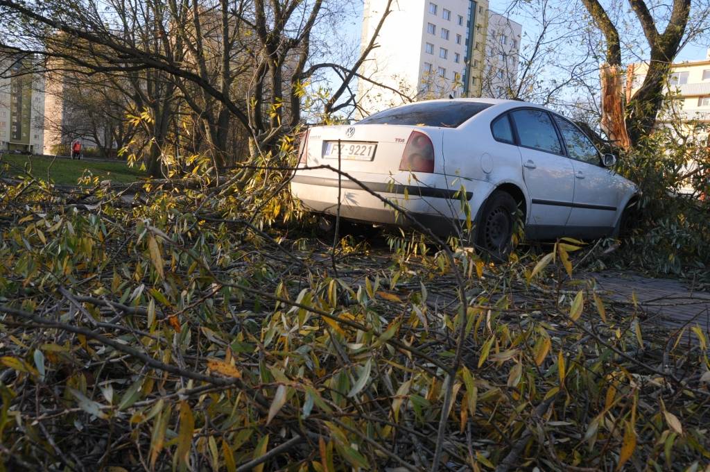 FOTO: Vētra sabojā automašīnu un jaunbūvi