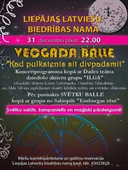 Liepājas Latviešu biedrības namā būs Vecgada balle "Kad pulkstenis sit divpadsmit"