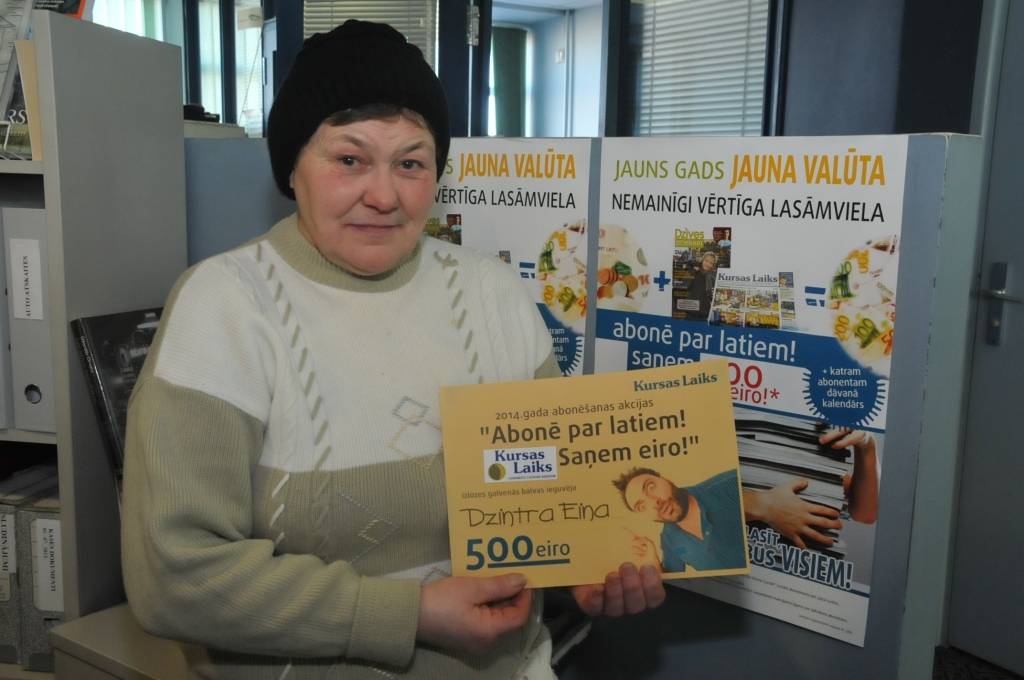 "Kursas Laika" abonente laimē 500 eiro