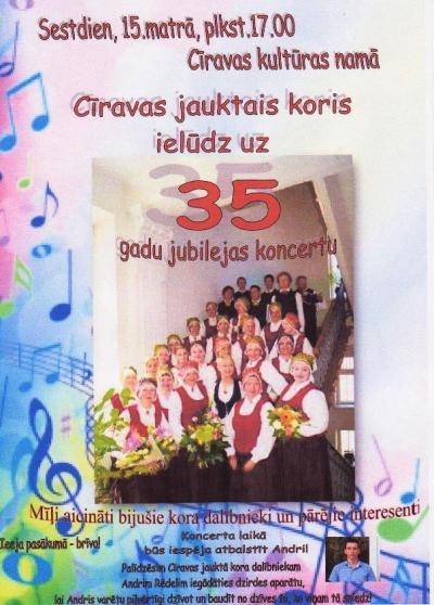 Cīravas jauktā kora 35 gadu jubilejas koncerts