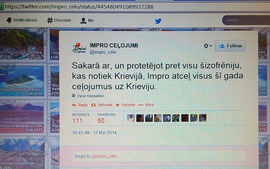 Impro ceļojumi protestā pret šizofrēniju Krievijā atceļ braucienus uz šo valsti