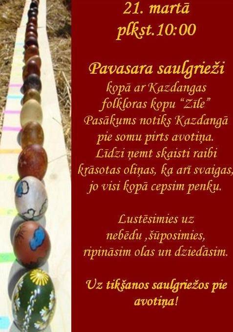 Kazdangā lustīgi sagaidīs Pavasara saulgriežus