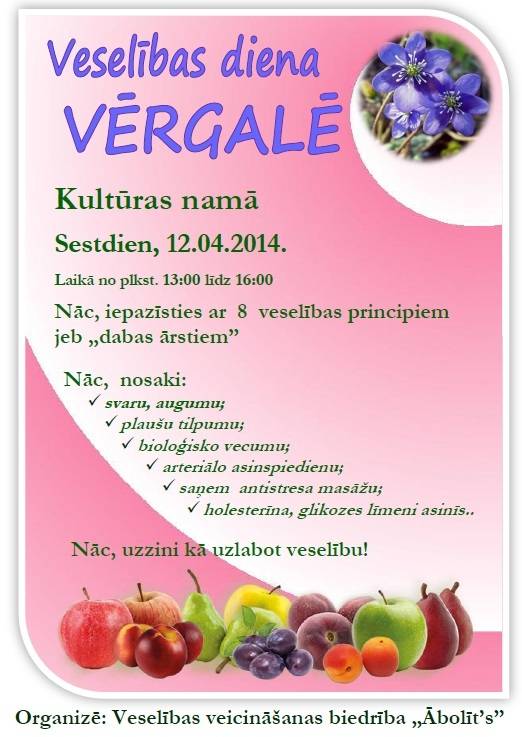 Vērgalē notiks Veselības diena