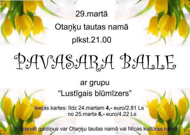 Otaņķos būs Pavasara balle