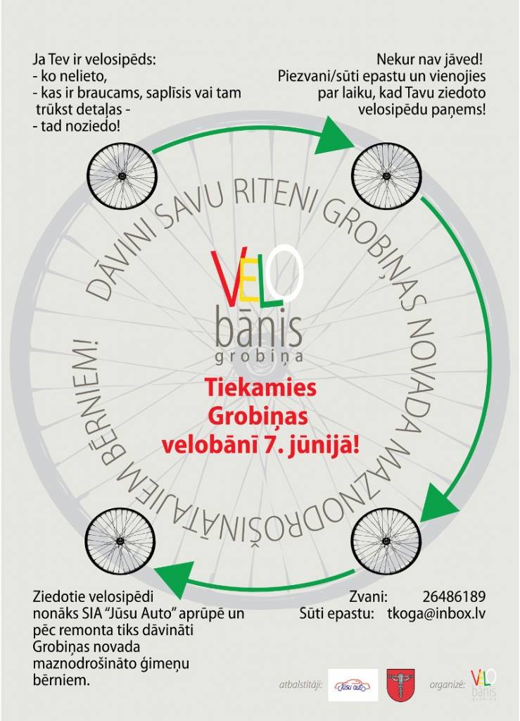 Aicina dāvināt riteni Grobiņas novada maznodrošinātajiem bērniem