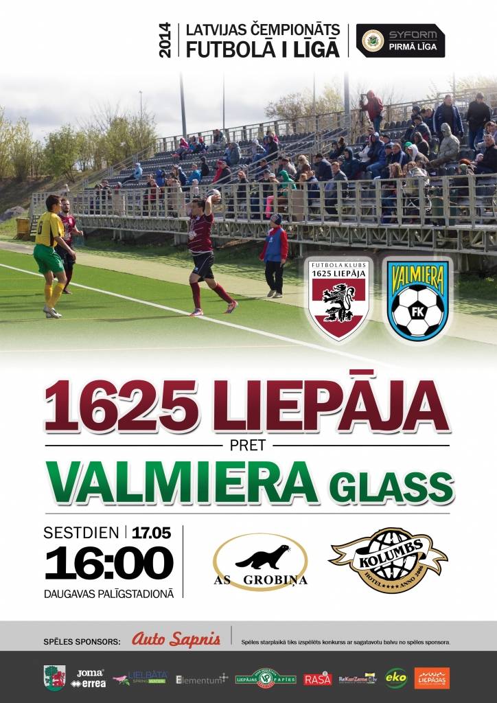 "1625 Liepāja" spēlēs ar komandu "Valmiera Glass FK/BSS"