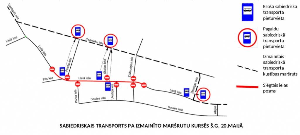 Grobiņā remontu laikā slēgs satiksmi Lielā ielā