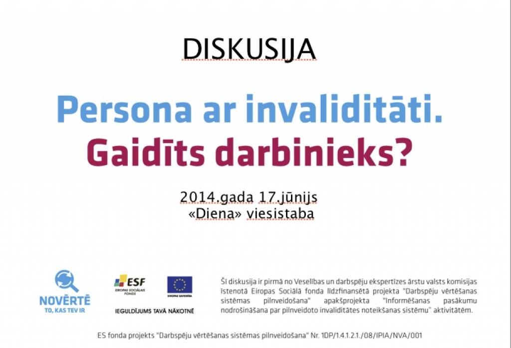 Tiešraide: Diskusija Persona ar invaliditāti. Gaidīts darbinieks?