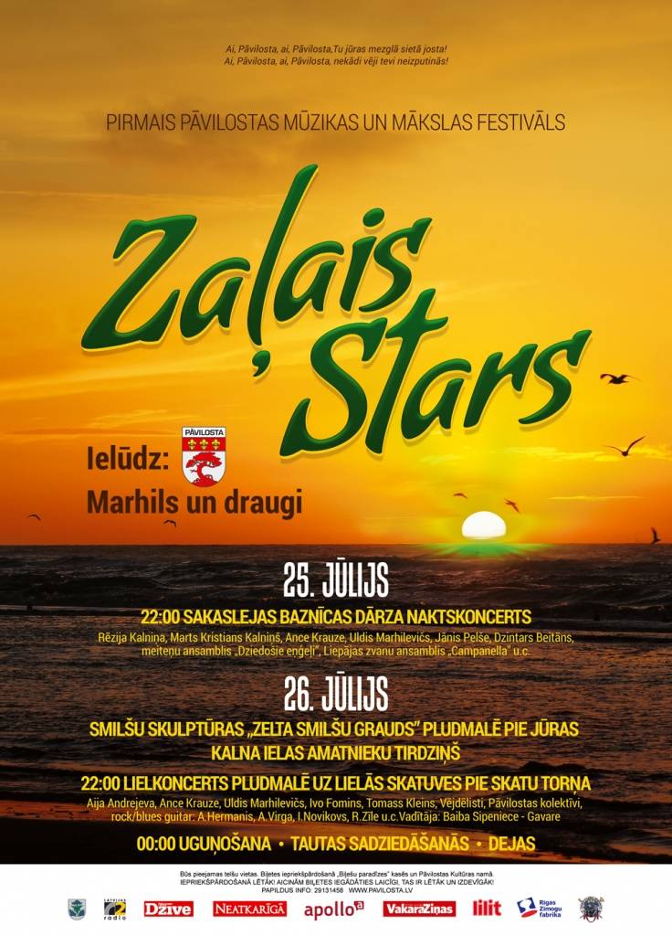 Pāvilostā notiks pirmais mūzikas un mākslas festivāls "Zaļais stars"