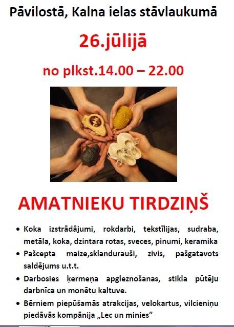 Pāvilostā būs Amatnieku tirdziņš