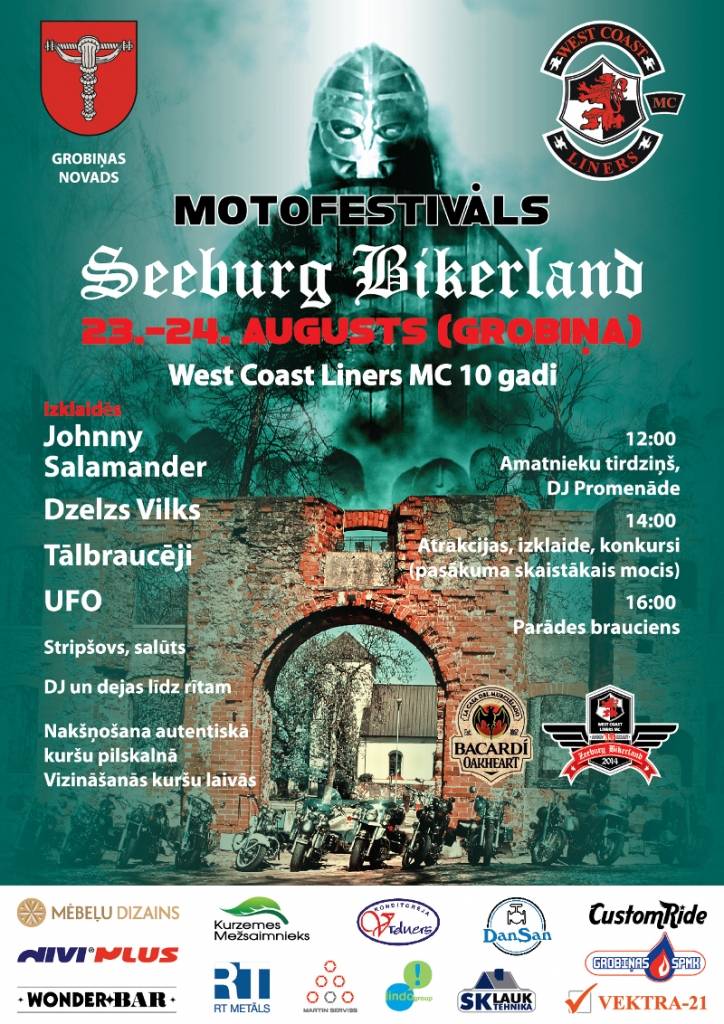 Grobiņā notiks moto festivāls "Seeburg Bikerland"