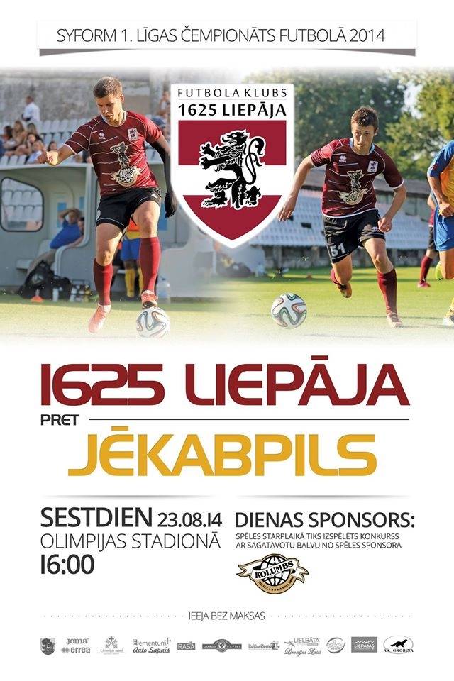 Liepājas komanda "1625 Liepāja" spēlēs ar Jēkabpils vienību