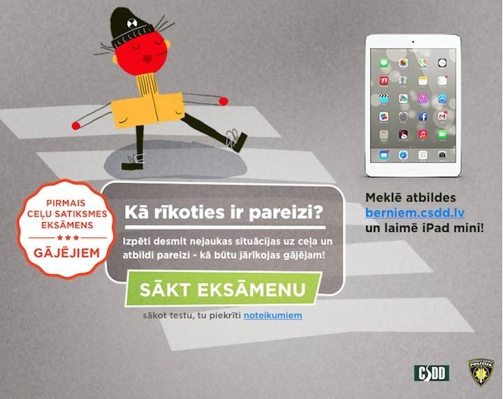 Ar īpašu aplikāciju izveido ceļu satiksmes eksāmenu gājējiem