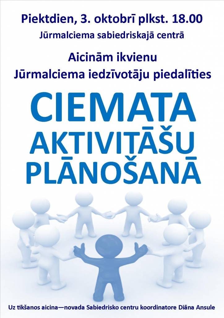 Jūrmalciemā un Kalnišķos aicina iesaistīties aktivitāšu plānošanā