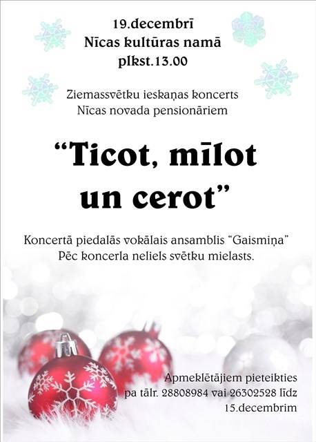 Nīcā pensionārus aicina uz Ziemassvētku ieskaņas koncertu