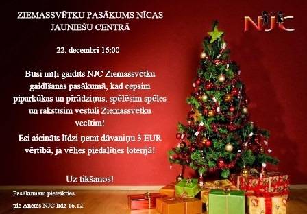  Nīcas Jauniešu centrā notiks Ziemassvētku pasākums