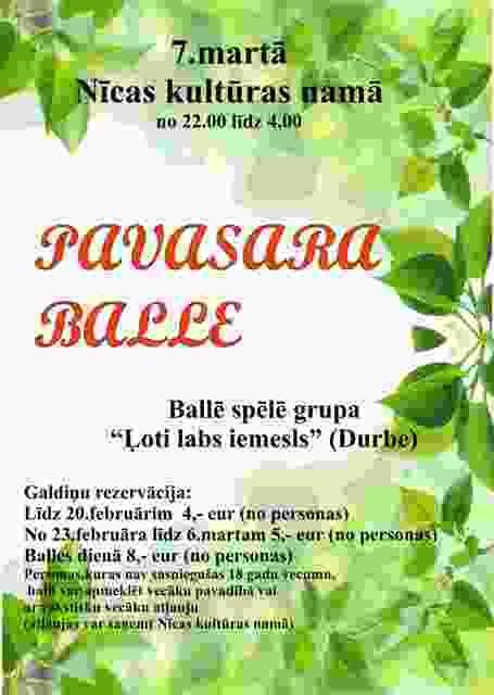 Nīcā būs Pavasara balle