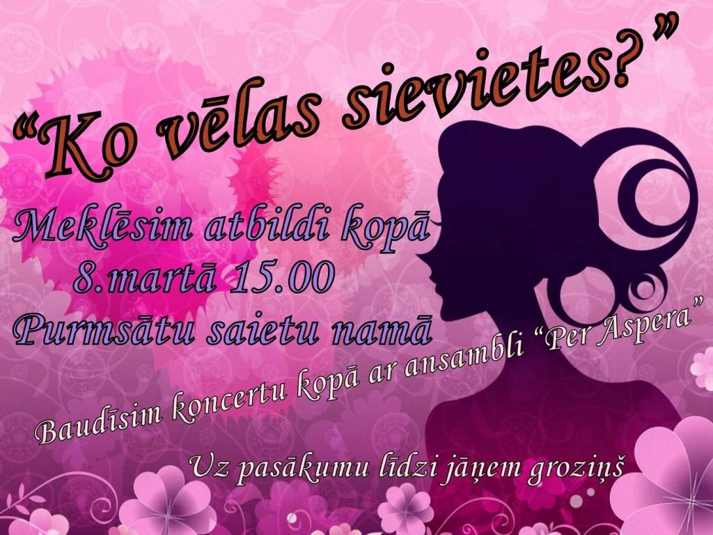 Purmsātos noskaidros,ko vēlas sievietes