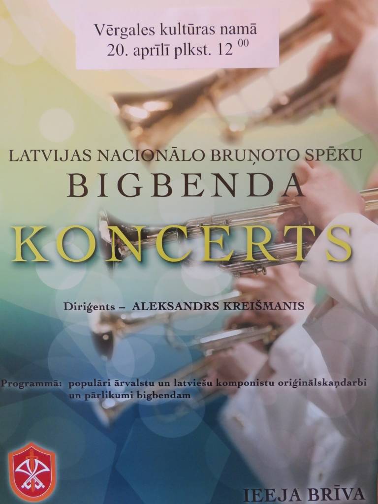 Vērgalē notiks Latvijas Nacionālo bruņoto spēku bigbenda koncerts